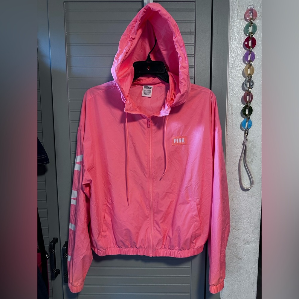 Victoria's Secret Pink Anorak / Windbreaker PINK & WHITE NWOT Sz.S MSRP: $98.00 - Picture 11 of 12